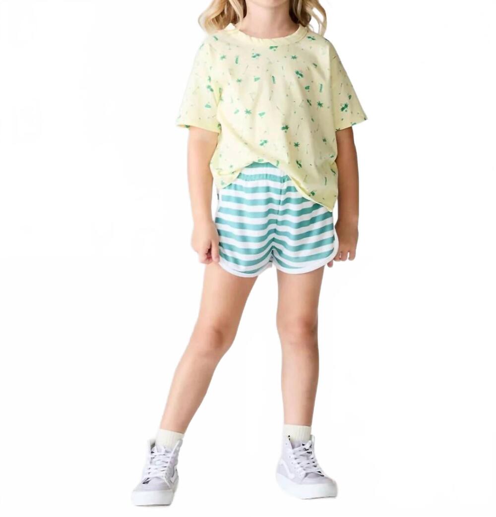 NEW CHASER cozy knit track shorts in amazon stripe